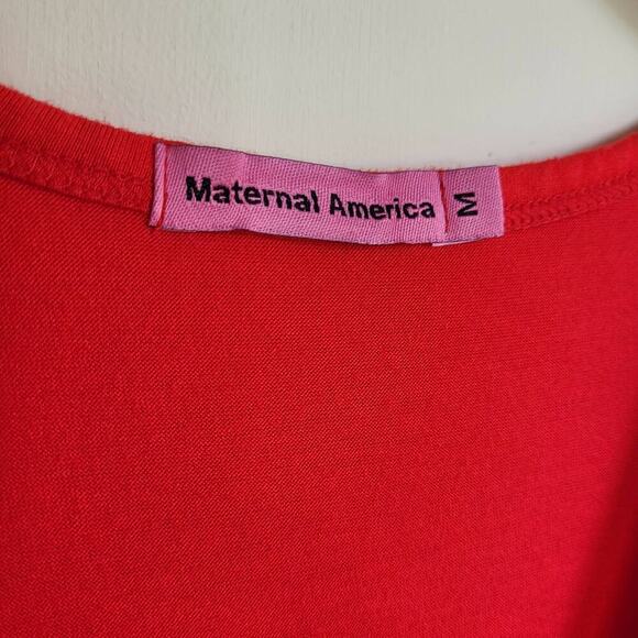 Maternal America Sleeveless Front Tie Dress - Red - Picture 11 of 13